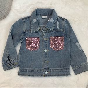 Sequin Pocket Denim Jacket NWT